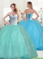 Perfect Big Puffy Apple Green Quinceanera Dress with Beading