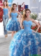 Gorgeous Beaded and Ruffled Detachable Quinceanera Dresses in Blue and White
