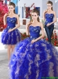 Hot Sale Really Puffy Organza Detachable Sweet 16 Dresses with Appliques and Ruffles
