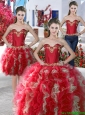 Beautiful Applique and Ruffled Detachable Quinceanera Dresses in Organza