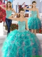 Classical Beaded and Ruffled Big Puffy Detachable Quinceanera Dresses in Organza