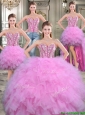 Exquisite Big Puffy Lilac Detachable Quinceanera Dresses with Beading and Ruffles