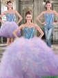 Fashionable Beaded and Ruffled Detachable Quinceanera Dresses in Rainbow