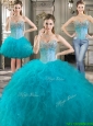 Latest Really Puffy Tulle Detachable Quinceanera Dresses with Beading and Ruffles
