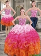 New Arrivals Rainbow Detachable Quinceanera Dresses with Beading and Ruffles