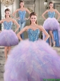 Perfect Big Puffy Rainbow Detachable Quinceanera Dresses with Beading and Ruffles