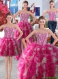 Wonderful Big Puffy Beaded and Ruffled Detachable Quinceanera Dresses in Organza