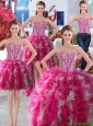 Wonderful Big Puffy Beaded and Ruffled Detachable Quinceanera Dresses in Organza