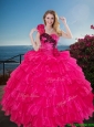 Fashionable One Shoulder Sweet 16 Gown with Ruffled Layers and Handmade Flowers