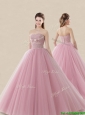 Luxurious Strapless Brush Train Sweet 16 Dress with Lace and Bowknot