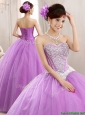 Hot Sale Lilac Really Puffy Tulle Quinceanera Dress with Beading
