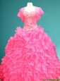 New Style Hot Pink Sweet 16 Gown with Beading and Ruffles