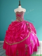 Popular Hot Pink Quinceanera Dress with Pick Ups and Appliques