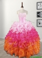 Elegant Beaded and Ruffled Quinceanera Dress in Gradient Color