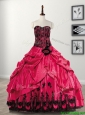 Elegant Hand Made Flowers and Pick Ups Taffeta Sweet 16 Dress in Coral Red