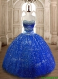 Cheap Beaded Royal Blue Quinceanera Dress in Sequins