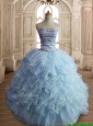 Lovely Light Blue Big Puffy Quinceanera Dress with Beading and Ruffles