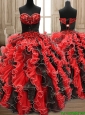 New Arrivals Applique and Ruffled Quinceanera Dress in Black and Red