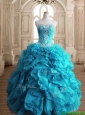New Arrivals Beaded and Ruffled Quinceanera Dress in Teal