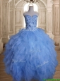 Gorgeous Tulle Beaded and Ruffled Sweet 16 Dress with Puffy Skirt
