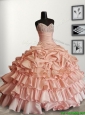 Modest Peach Sweet 16 Dress with Beading and Ruffled Layers