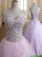 Discount Beaded Bodice Tulle Quinceanera Dress in Baby Pink