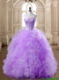 Elegant Beaded and Ruffled Lavender Quinceanera Dress in Tulle