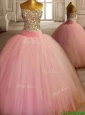 New Style Beaded Bodice Baby Pink Sweet 16 Dress in Tulle