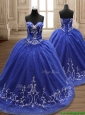 Perfect Applique Royal Blue Sweet 16 Dress with Brush Train