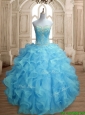 Popular Beaded and Ruffled Quinceanera Dress in Baby Blue