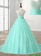 Wonderful A Line Beading Sweet 16 Dress with Brush Train