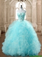 Best Selling Tulle Beading and Ruffles Quinceanera Dress in Baby Blue