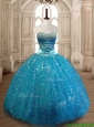 Elegant Beaded and Sequined Quinceanera Dress in Teal
