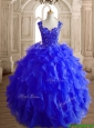Gorgeous Royal Blue Straps Quinceanera Dress with Beading and Ruffles