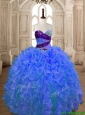 Hot Sale Beaded and Ruffled Organza Quinceanera Dress in Blue