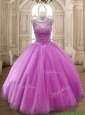 New Arrivals See Through Scoop Beading Quinceanera Dress in Lilac