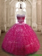 New Style Fuchsia Sweet 16 Dress with Beading and Sequins
