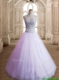 Romantic A Line Lavender Sweet 16 Dress with Beading for Spring