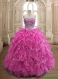 Unique Fuchsia Big Puffy Quinceanera Dress with Beading and Ruffles