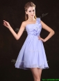 2017 Elegant Ruched and Ruffled Lavender Chiffon Dama Dress