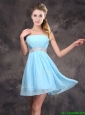 Cute Sequined Decorated Waist Short Prom Dress with Strapless