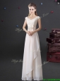 Hot Sale Bowknot and Laced Long Dama Dress with Cap Sleeves