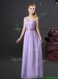 2017 Beautiful Belted and Applique Lavender Prom Dress with One Shoulder