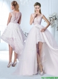 Cheap Applique and Laced Wedding Dress with Detachable Skirt