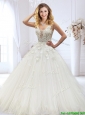 Gorgeous See Through Scoop Wedding Dress with Lace and Beading