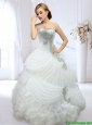 Latest Strapless Beaded and Bubble Wedding Dress in Organza
