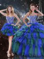 Designer Floor Length Ball Gowns Sleeveless Multi-color Quinceanera Gown Lace Up