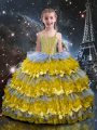 Ball Gowns Little Girls Pageant Dress Multi-color Straps Organza Sleeveless Floor Length Lace Up