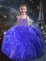 Sleeveless Beading and Ruffles Lace Up Child Pageant Dress