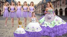 Excellent Lavender Sweetheart Neckline Embroidery and Ruffled Layers Quinceanera Gowns Sleeveless Lace Up